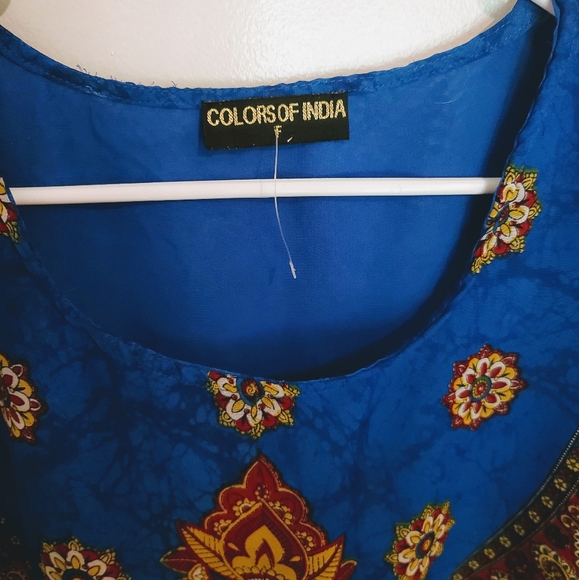 Stunning Blue Mandala Print Indian Poncho Top xl - Picture 3 of 5